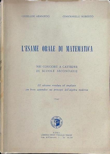 L' esame orale di matematica - copertina