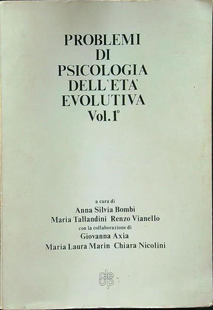 Problemi di psicologia dell'età evolutiva vol 1 - copertina