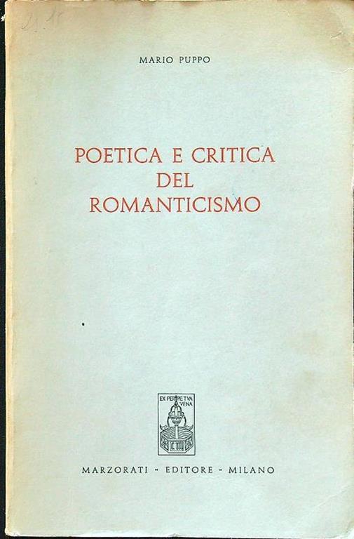 Poetica e critica del romanticismo - Mario Puppo - copertina