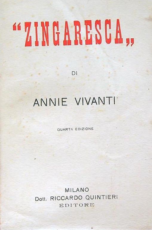 Zingaresca - Annie Vivanti - copertina