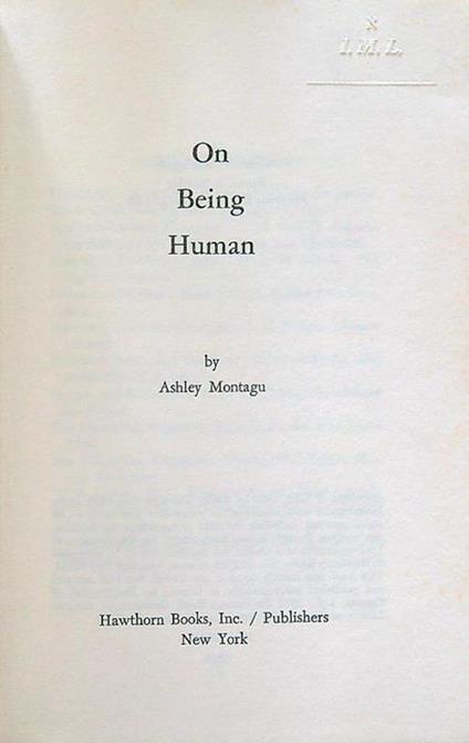 On being human - Ashley Montagu - copertina