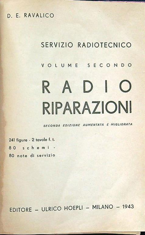 Servizio radiotecnico volume II Radio riparazioni - Domenico E. Ravalico - copertina