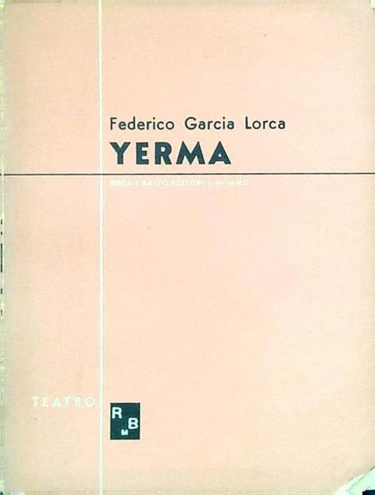 Yerma - Federico García Lorca - copertina