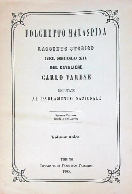 Folchetto malaspina - Carlo Varese - copertina