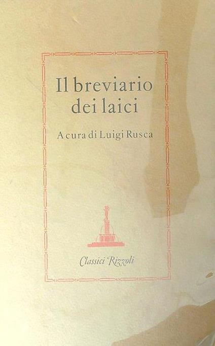 Il breviario dei laici - Luigi Rusca - copertina