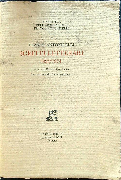 Scritti letterari 1934-1974 - Franco Antonicelli - copertina