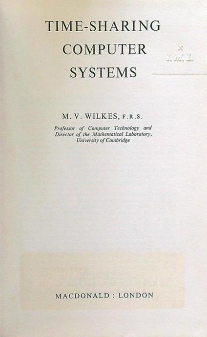 Time-sharing computer systems - M.V. Wilkes - copertina