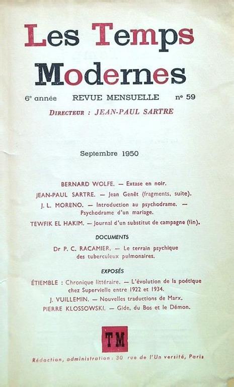 Les Temps Modernes - n. 59/Septembre 1950 - copertina