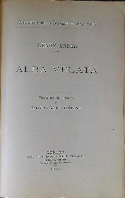 Alba Velata - Henry Ardel - copertina