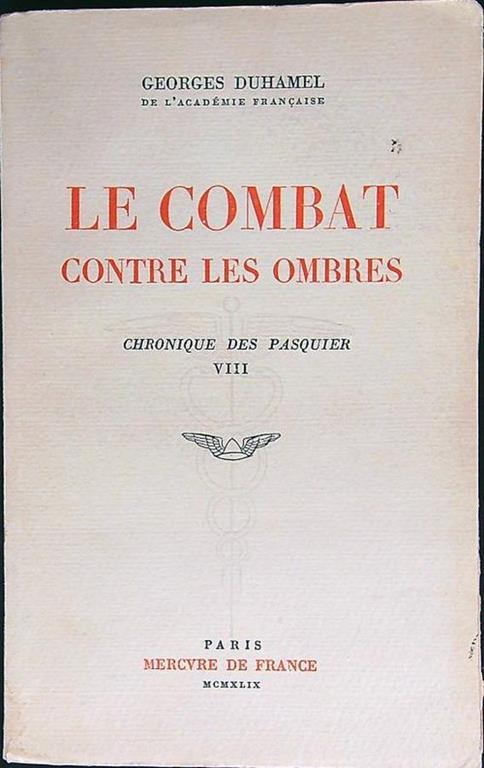 Le Combat contre les Ombres - Georges Duhamel - copertina