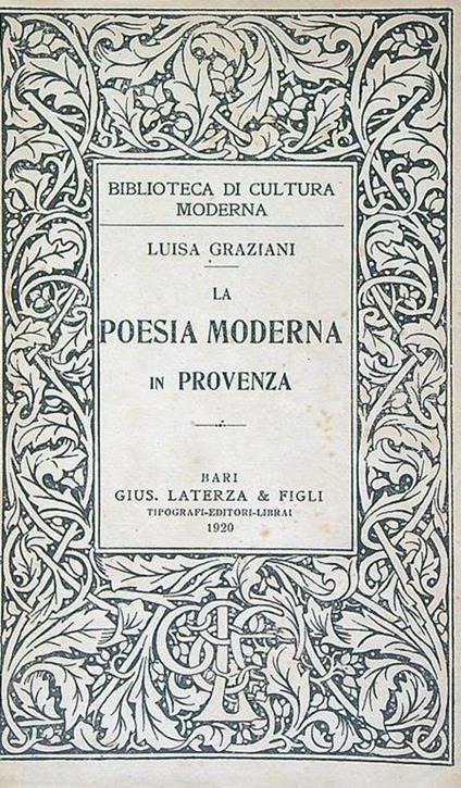 La poesia moderna in Provenza - Luisa Graziani - copertina