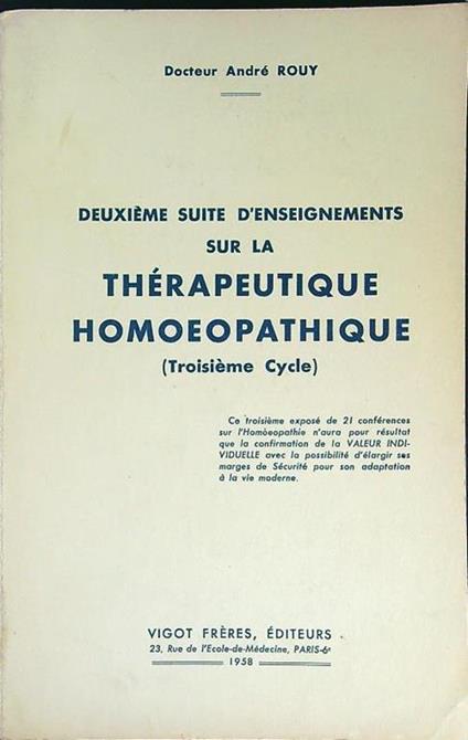 Deuxieme suite d'enseignements sur la therapeutique homoepathique - copertina