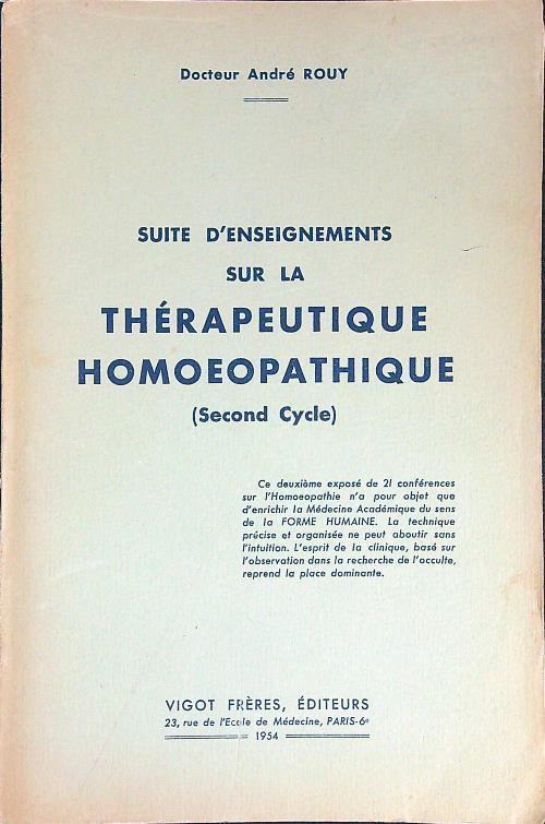 Seuite d'enseignements sur la therapeutique homoepathique - copertina