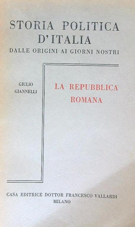 La repubblica romana - Giulio Giannelli - copertina