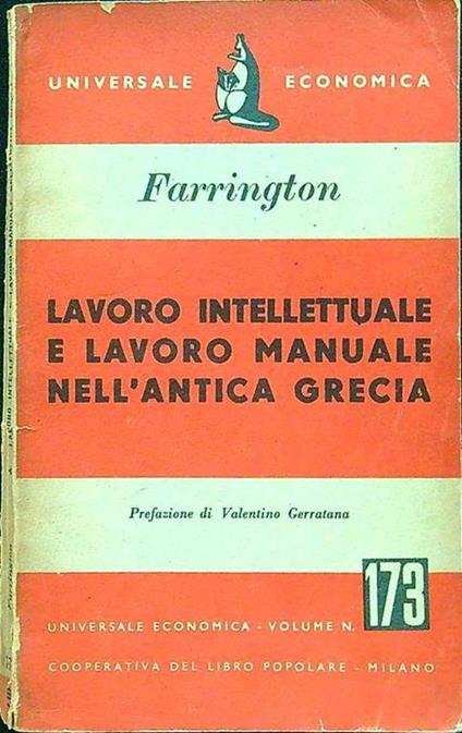 Lavoro intellettuale e lavoro manuale nell'antica Grecia - copertina