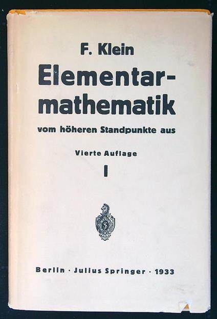 Elementarmathematik I - Felix Klein - copertina