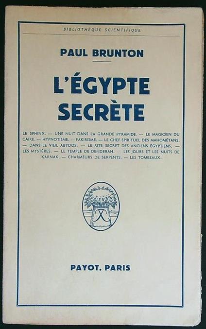 L' Egypte Secrete - Paul Brunton - copertina