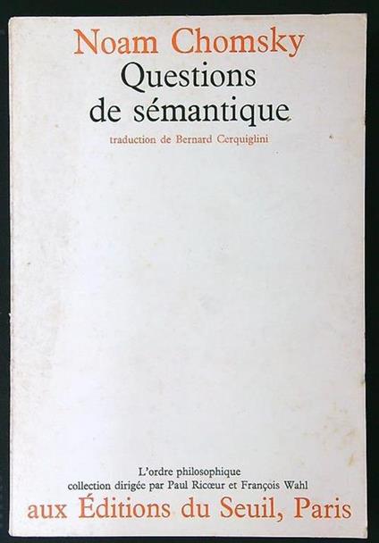 Questions de sémantique - Noam Chomsky - copertina