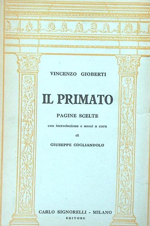 Il primato - Vincenzo Gioberti - copertina
