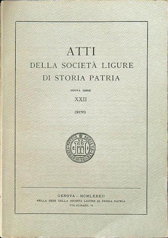 Atti della società ligure di storia patria XXII (XCVI) - copertina