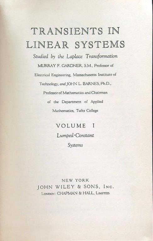 Transients in linear systems vol I - copertina