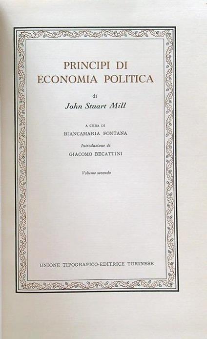 Principi di economia politica vol II - Stuart Mill - copertina