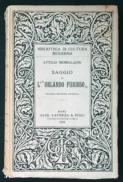 Saggio su L'Orlando Furioso - Attilio Momigliano - copertina