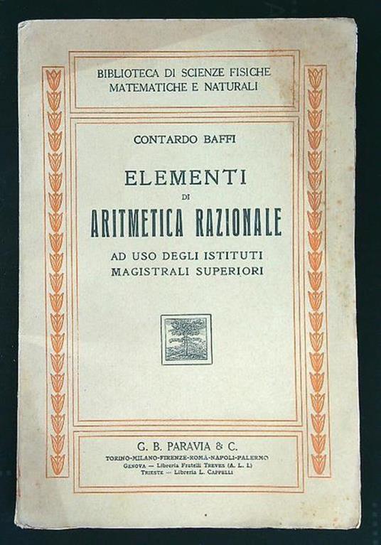 Elementi di aritmetica razionale - Contardo Baffi - copertina