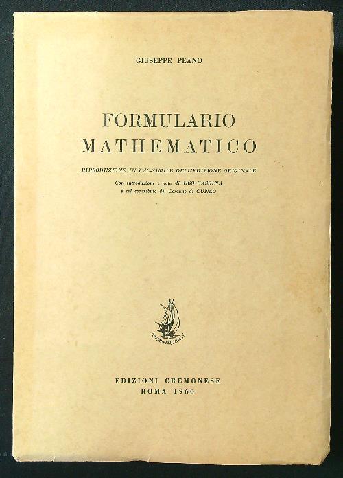 Formulario mathematico - Giuseppe Peano - copertina