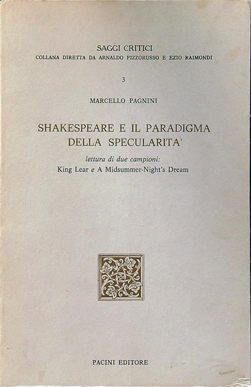 Shakespeare e il paradigma della specularità - Marcello Pagnini - copertina