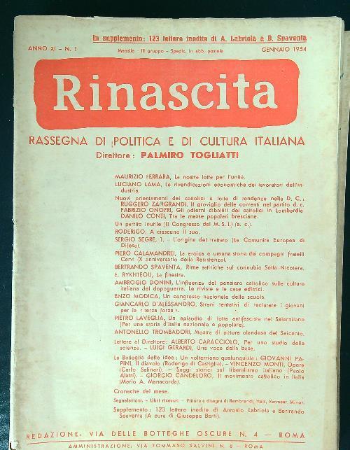 Rinascita annata incompleta 1954 - Palmiro Togliatti - Libro Usato -  Rinascita - | IBS