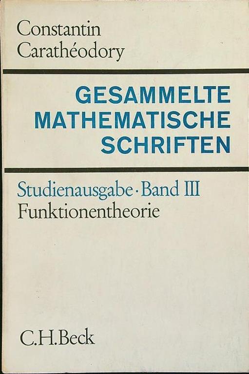 Gesammelte Mathematische Schriften Band III - copertina