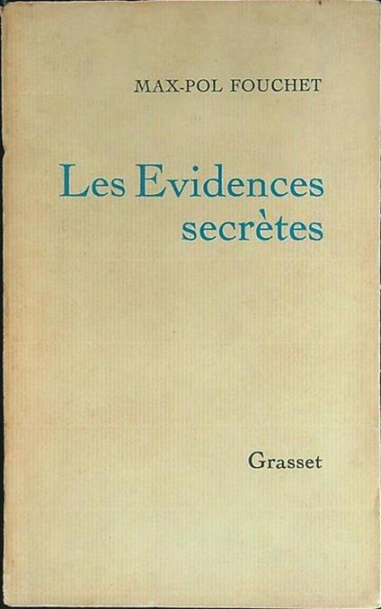 Les evidences secrètes - Max-Pol Fouchet - copertina