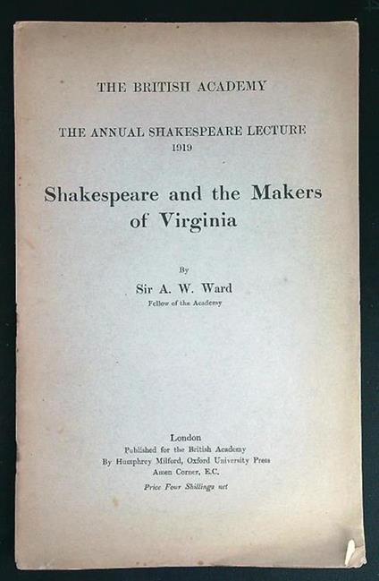 Shakespeare and the Makers of Virginia - copertina