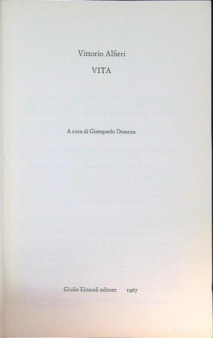 Vita - Vittorio Alfieri - copertina