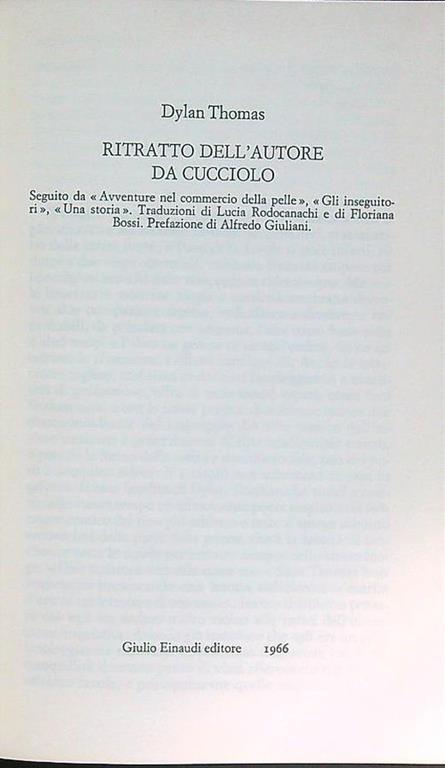 Ritratto dell'autore da cucciolo - Dylan Thomas - copertina