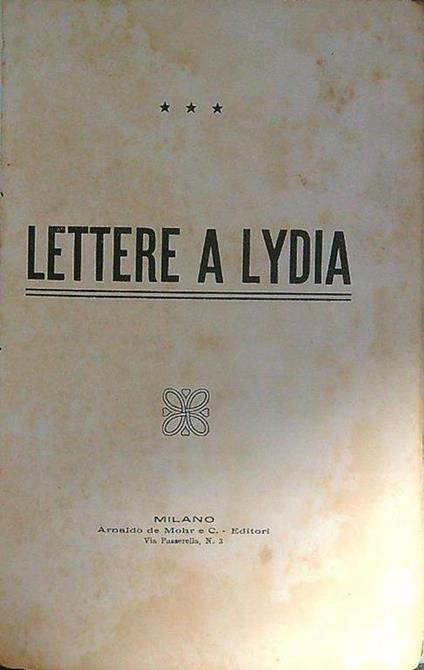 Lettere a Lydia - Edoardo Scarfoglio - copertina