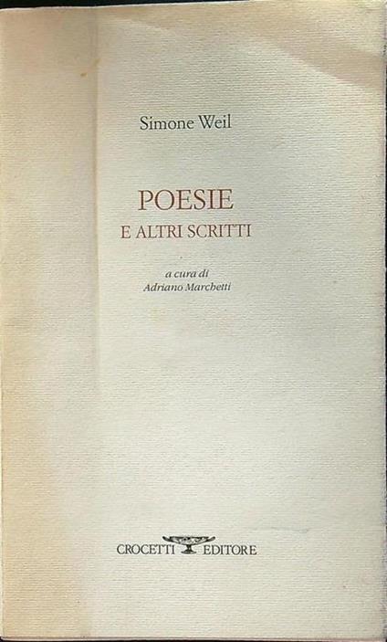 Poesie e altri scritti - Simone Weil - copertina