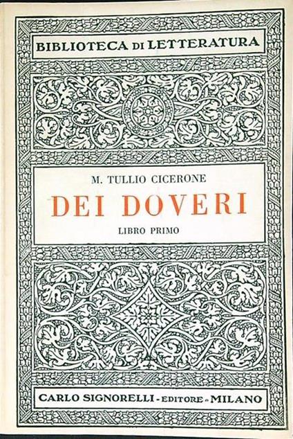 Dei doveri libro primo - M. Tullio Cicerone - copertina