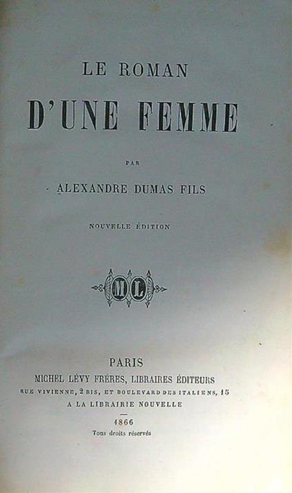 Le roman d'une femme - copertina