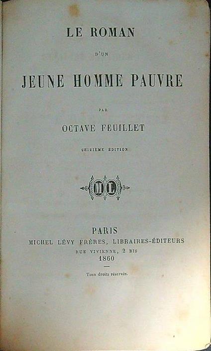 Le roman d'un jeune homme pauvre - Octave Feuillet - copertina