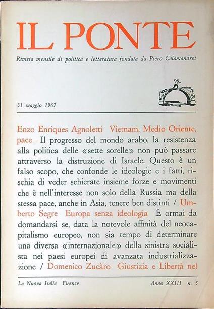 ponte n. 5/Maggio 1967 - Piero Calamandrei - copertina