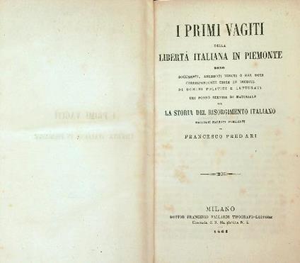 primi vagiti della libertà italiana in Piemonte - Francesco Predari - copertina