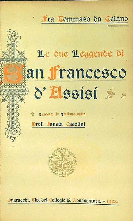 due leggende di S. Francesco d'Assisi - Fra Tommaso da Celano - copertina