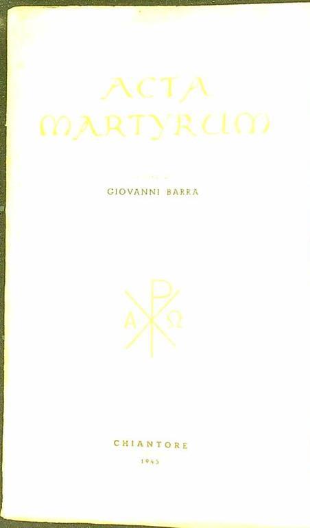 Acta Martyrum - Giovanni Barra - copertina