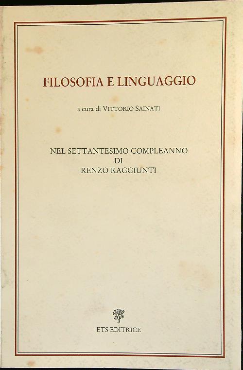Filosofia e linguaggio - Vittorio Sainati - copertina