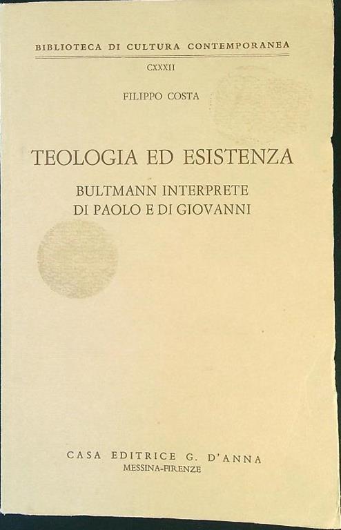Teologia ed esistenza - Filippo Costa - copertina