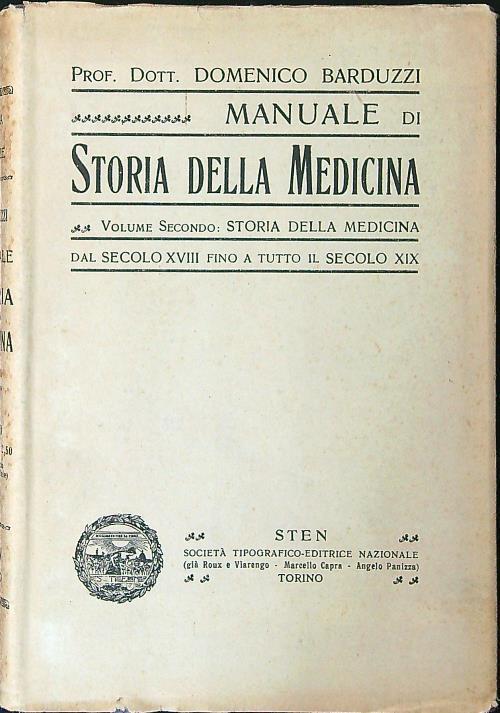 Manuale di storia della medicina vol. II - Domenico Barduzzi - copertina