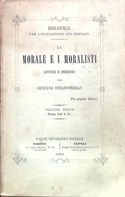 morale e i moralisti antichi e moderni - Gustavo Strafforello - copertina