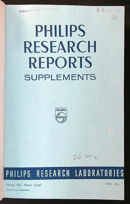 Philips Research Reports 1965. Supplements - copertina